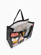 Сумка хозяйственная без застёжки, с принтом, 45×20×37 см, чёрная - фото 809249313