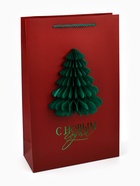 Пакет подарочный «Новый год», тиснение, с бумажной объёмной ёлкой, 25.5×30×9 см 10878733