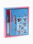 Блокнот пушистый и ручка многоцветная «Стич», голубой - Фото 2