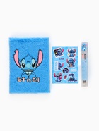 Блокнот пушистый и ручка многоцветная «Стич», голубой - Фото 6