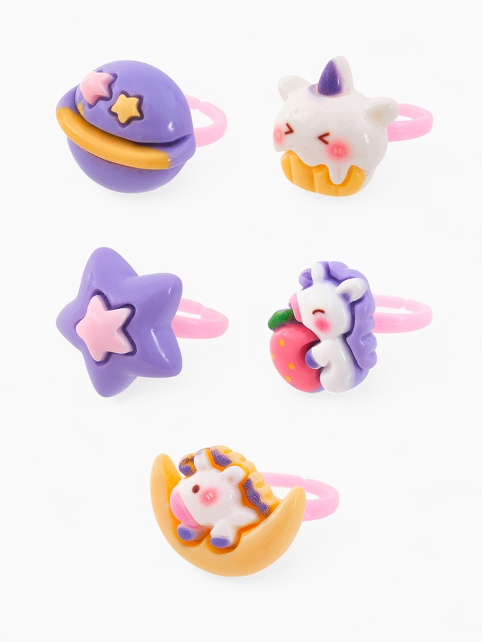 Кольцо «Выбражулька. Единороги в космосе», форма МИКС, разноцветное, безразмерное