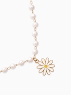 Колье на жемчужной дорожке «Ромашка», белое в золоте 40, d=6 - фото 809249589