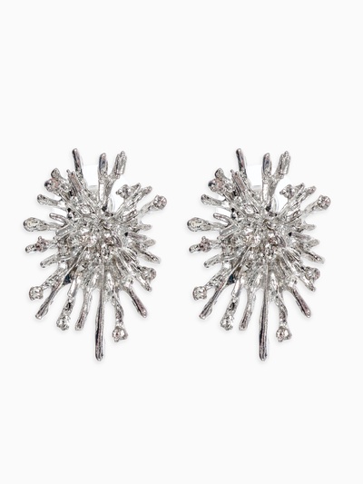 Серьги «Фейерверк», белые в серебре
