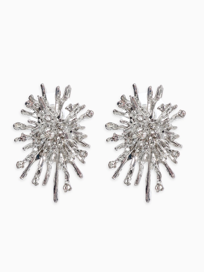 Серьги «Фейерверк», белые в серебре - Фото 1