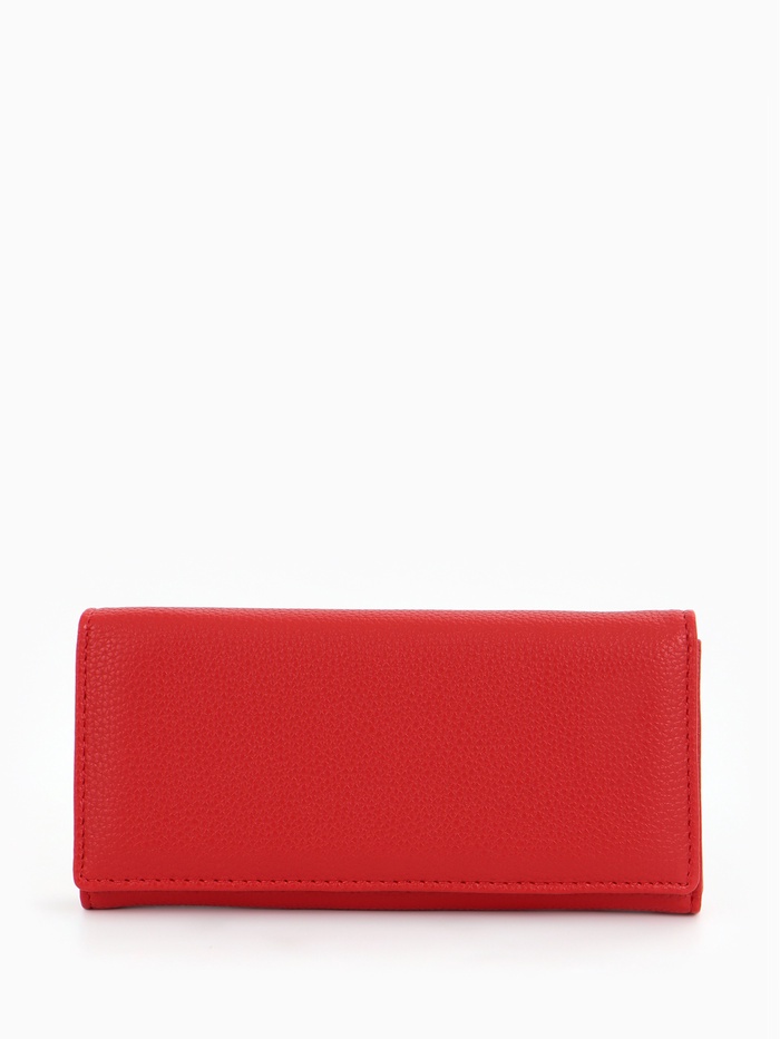 Кошелёк женский на магните, 19×3×10 см, однотонный, 3 отделения, красный - Фото 1