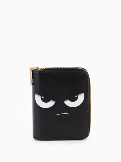 Кошелёк на молнии Выбражулька «Взгляд», 8.5×2.5×10.5 см, с принтом, чёрный/серый
