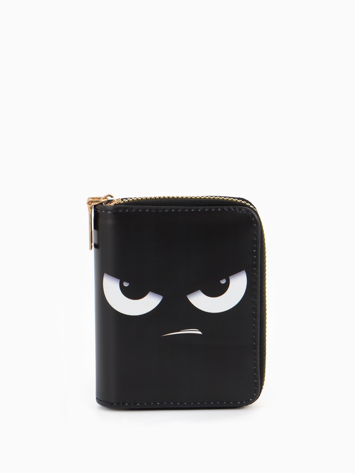 Кошелёк на молнии Выбражулька «Взгляд», 8.5×2.5×10.5 см, с принтом, чёрный/серый - Фото 1