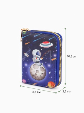 Кошелёк на молнии Выбражулька, 8.5×2.5×10.5 см, с принтом, синий