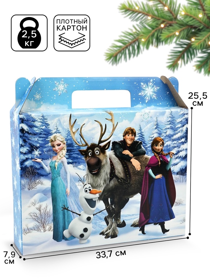 Коробка новогодняя подарочная «С Новым годом!», Холодное сердце, 33.5×27.5×7.5 см - Фото 1