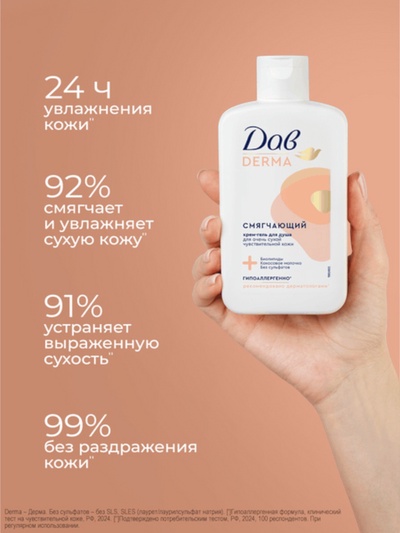 Гель-крем для душа «Дав», смягчающий, для всей семьи, 280 мл