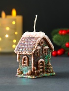 Свеча новогодняя декоративная «Домик с Ёлкой», 55×70 мм, коричневый - фото 117897858