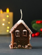 Свеча новогодняя декоративная «Домик с Ёлкой», 55×70 мм, коричневый - фото 117897859