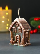 Свеча новогодняя декоративная «Домик с Ёлкой», 55×70 мм, коричневый - фото 117897860