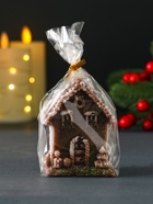 Свеча новогодняя декоративная «Домик с Ёлкой», 55×70 мм, коричневый - фото 117897861