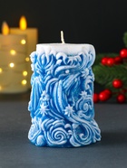 Свеча новогодняя столбик «Резная», синий, 10×7×7.5 см - фото 117897868 Свеча новогодняя столбик «Резная», синий, 10×7×7.5 см - фото 117897868
