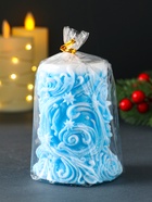 Свеча новогодняя столбик «Резная», голубой,10×7×7.5 см - Фото 5