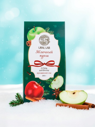 Соль для ванны, аромат яблочный пунш, 200 г, URAL LAB