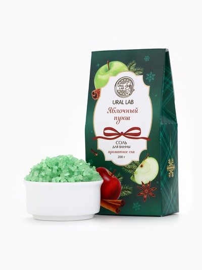 Соль для ванны, аромат яблочный пунш, 200 г, URAL LAB