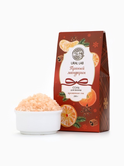 Соль для ванны, аромат пряный мандарин, 200 г, URAL LAB