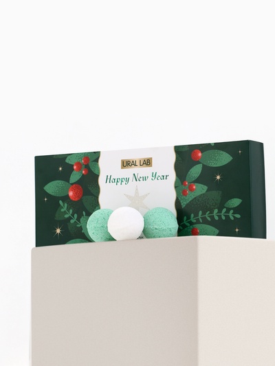 Бомбочки для ванны Happy New Year, аромат рождественская ель, набор 12 шт. × 20 г, URAL LAB