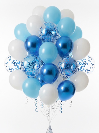 Воздушные шары латексные 12", набор «Синий» 40 шт., с конфетти