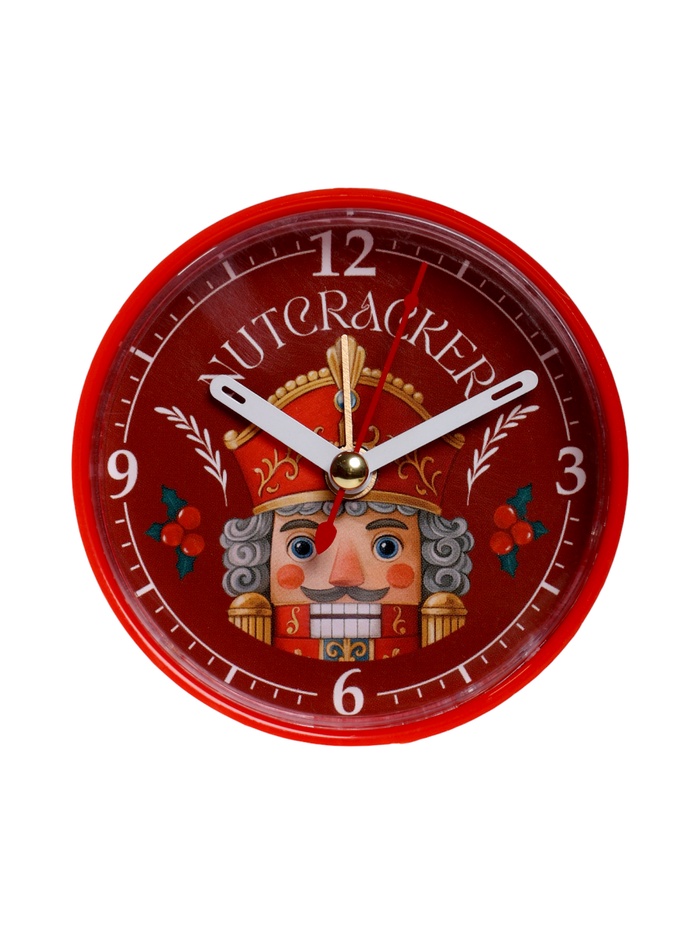 Будильник «Щелкунчик», плавный ход, 8×8 см, красный - Фото 1
