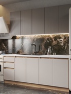 УЦЕНКА Кухонный гарнитур Ника 2000 со столешницей, Коричневый софт МДФ/Бежевый софт МДФ - Фото 1