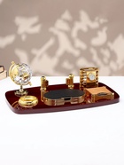 УЦЕНКА Набор настольный 6 в 1 с визитницей и часами, красное дерево - Фото 1