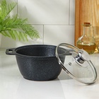 УЦЕНКА Кастрюля 1 л со стеклянной крышкой, АП (темный мрамор) - Фото 2