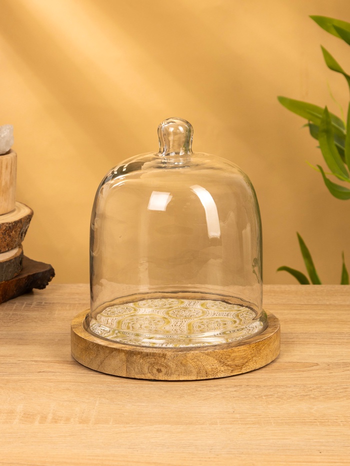 Клош стеклянный, 18×18×20.5 см, дерево - Фото 1