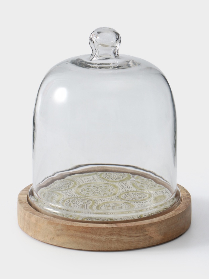 Клош стеклянный, 18×18×20.5 см, дерево - Фото 1