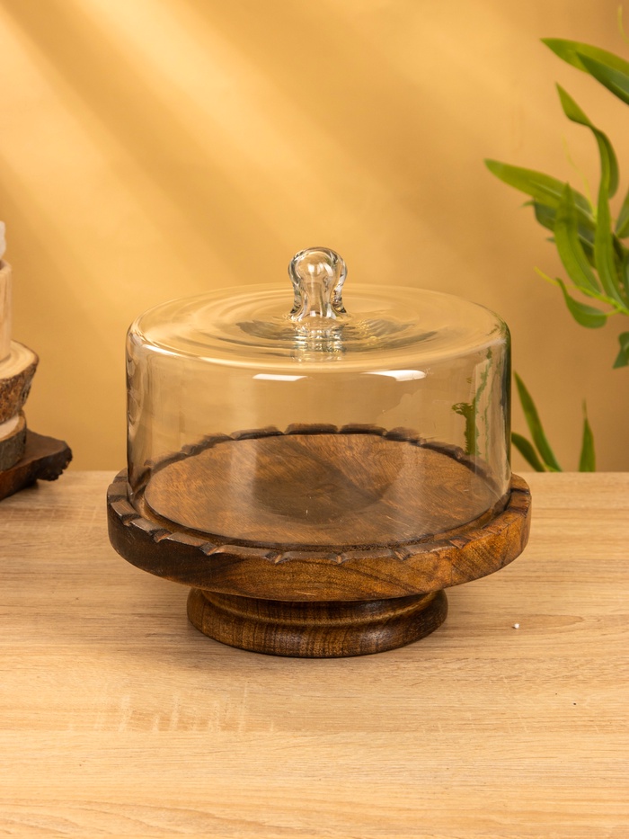 Клош стеклянный, 22×22×20 см, дерево - Фото 1
