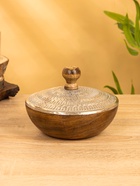 Сахарница "Алюм" 15х15х11 см, алюминий, дерево - фото 14942192
