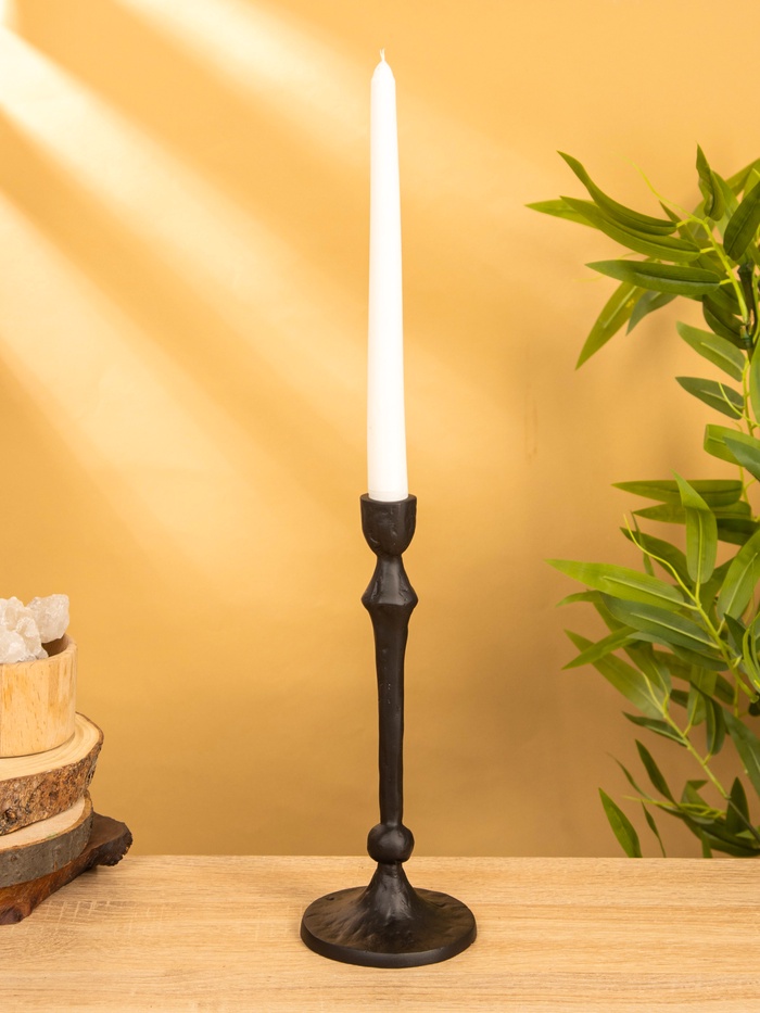 Подсвечник «Лава», 10×10×25 см, алюминий, чёрный