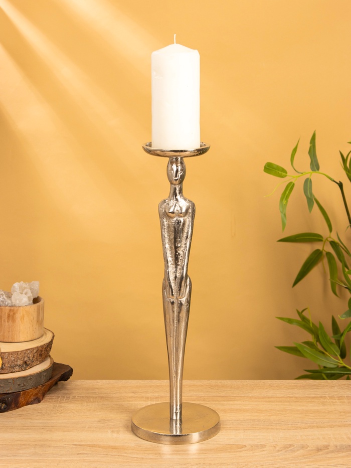 Подсвечник «Цивилизация», 13×13×41 см, алюминий, серебристый