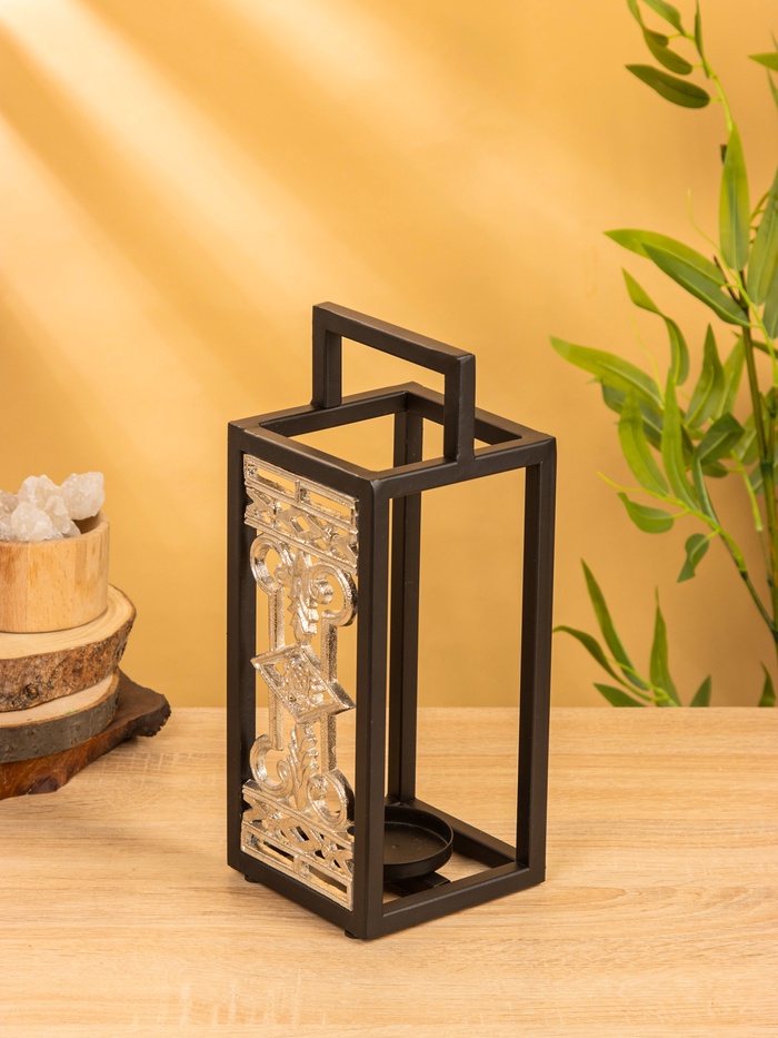 Подсвечник фонарь «Геральдика», 12.5×12.5×32 см, d=7.5 см, алюминий, железо