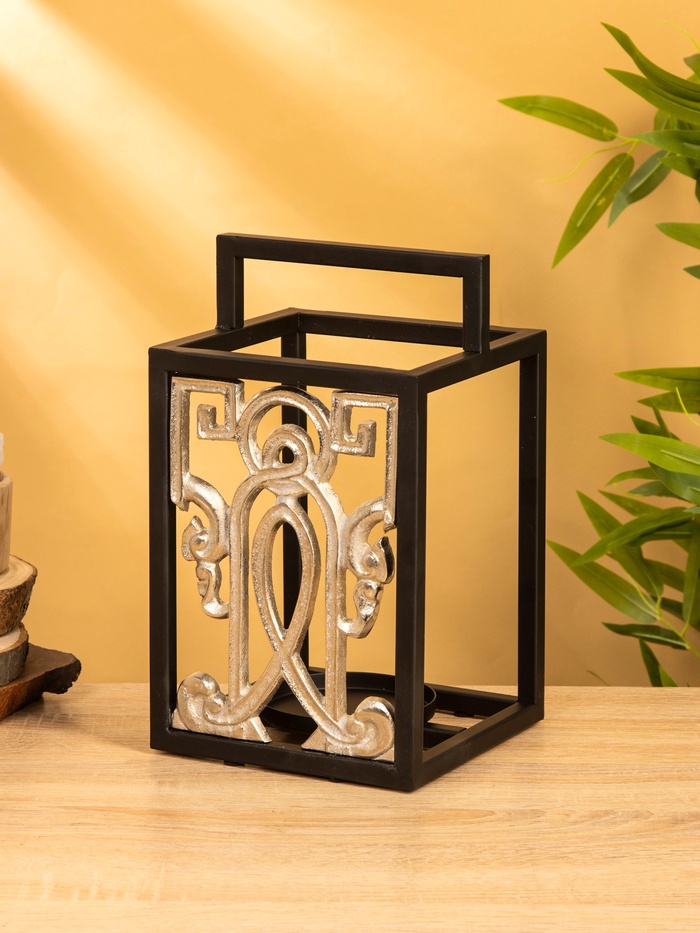 Подсвечник фонарь «Геральдика», 17×17×29.5 см, d=10 см, алюминий, железо