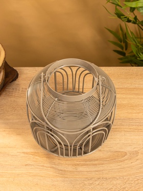 Подсвечник фонарь со стеклянной колбой, 19×19×19.5 см, d=8.5 см, металл, серый