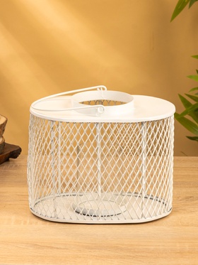 Подсвечник фонарь со стеклянной колбой, 19.5×23×15.5 см, d=10 см, металл, белый