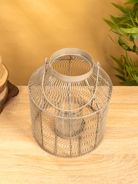 Подсвечник фонарь со стеклянной колбой, 20×20×26 см, d=9 см, металл, серый