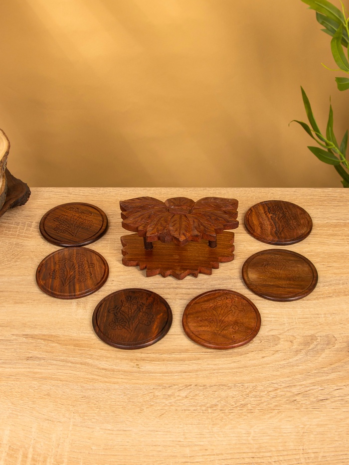 Подставка под горячее «Цветок», набор 6 шт., 14×10×6 см, дерево шишам - Фото 1