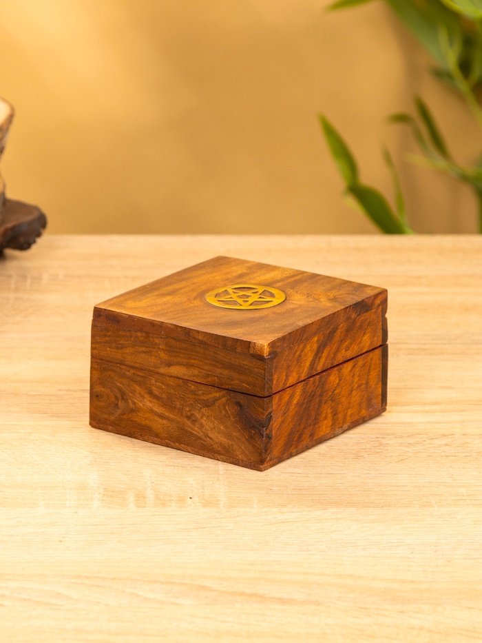 Шкатулка «Пентакль», 10×10×6 см, дерево шишам - Фото 1