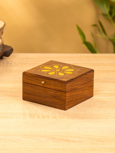 Шкатулка «Цветок», 10×10×6 см, дерево шишам