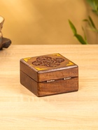Шкатулка квадратная с замочком, 10×10×6 см, дерево шишам, латунь - фото 809251284