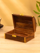 Шкатулка «Глу», 18×12.8×8 см, дерево шишам, латунь - фото 809251302