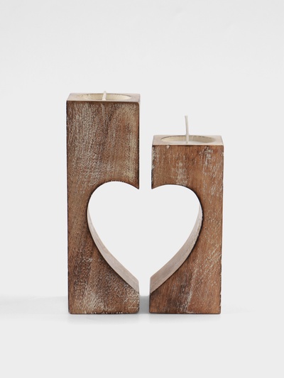 Подсвечник «Сердце», набор 2 шт., d=4 см, дерево шишам