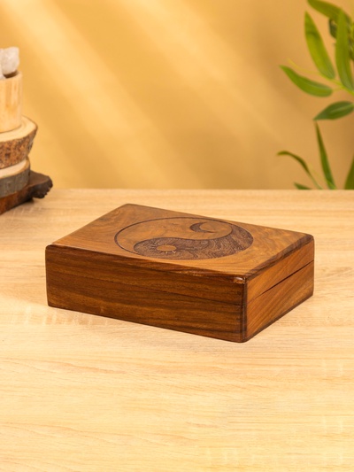 Шкатулка «Инь-ян», 20×15×6 см, дерево шишам