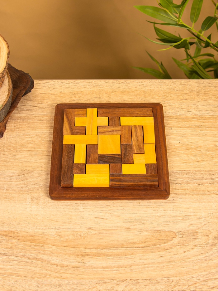 Головоломка «Паззл», 16×16×2 см, дерево шишам - Фото 1