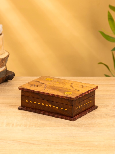 Шкатулка резная «Листья», 18×13×6 см, дерево шишам