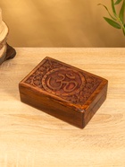 Шкатулка резная «Ом», 18×13×6 см, дерево шишам - фото 809251376